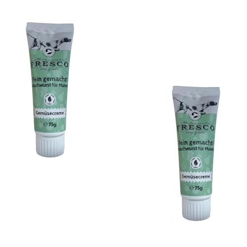 Fresco Fein gemacht! Naschwurst Gemüsecreme | Doppelpack | 2 x 75 g | Ergänzungsfuttermittel für Hunde | Praktische Soft-Touch-Tube | Zuckerfreie Snackpaste | Ideal für unterwegs von Fresco Dog