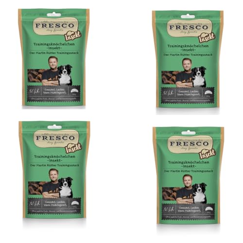 Fresco Trainingsknöchelchen Insekt | 4er Pack | 4 x 150 g | Ergänzungsfuttermittel für Hunde | Natürlicher Monoproteinsnack aus reinem Insektenprotein | In Knöchelchen-Form von Fresco Dog