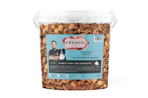 Fresco Traningsdrops Kaninchen | 1 kg | Natürlicher Monoproteinsnack aus reinem Kaninchenfleisch in Drops-Form | Ohne künstliche Zusätze | Getreidefreie Rezeptur | Im Eimer von Fresco Dog