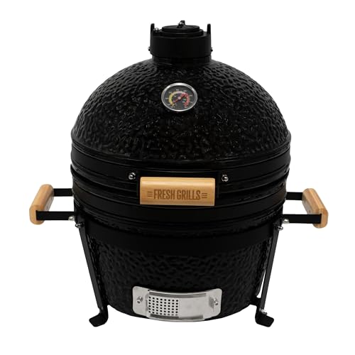 Fresh Grills 40,6cm Kamado Keramikgrill | Schwarz Holzkohlegrill BBQ Mini Ofen | Thermometer, Holzgriff, Oberer & Unterer Luftstrom | Outdoor Garten Grillen Garen Räuchern Smokern Fresh Grills 40,6cm Kamado Keramikgrill | Schwarz Holzkohlegrill BBQ Mini Ofen | Thermometer, Holzgriff, Oberer & Unterer Luftstrom | Outdoor Garten Grillen Garen Räuchern Smokern von Fresh Grills