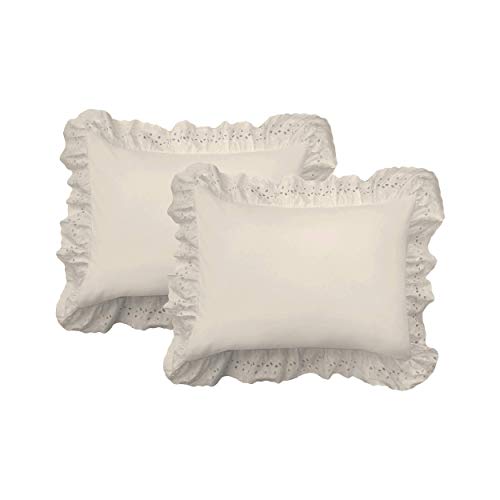 FRESH IDEAS Gerüschte Bett-Kissenbezüge mit gestickten Ösen, Standard, Elfenbein, 2 Stück FRESH IDEAS Gerüschte Bett-Kissenbezüge mit gestickten Ösen, Standard, Elfenbein, 2 Stück von Fresh Ideas