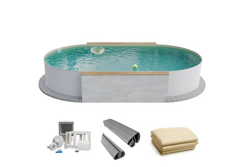 Fresh-Pool Ovalpool Fresh-Pool Profi Stahlwandpool Set oval, 525x320x1, UV-stabilisierte PVC Folie von Fresh-Pool