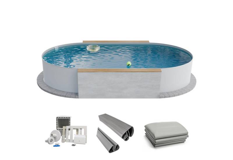 Fresh-Pool Ovalpool Fresh-Pool Profi Stahlwandpool Set oval, 525x320x1, verzinkte Stahlwand von Fresh-Pool
