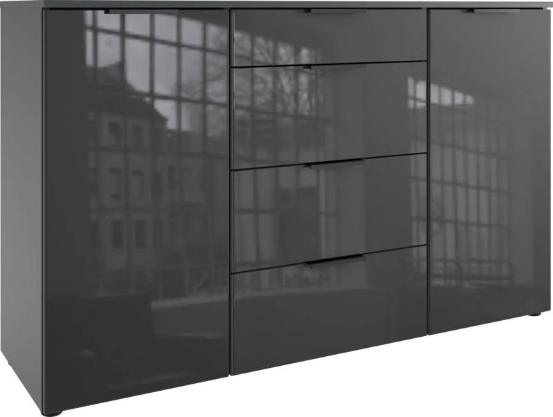 Wimex Kombikommode Level36 black C by fresh to go, mit Glaselementen auf der Front, soft-close Funktion, 135cm breit von Wimex