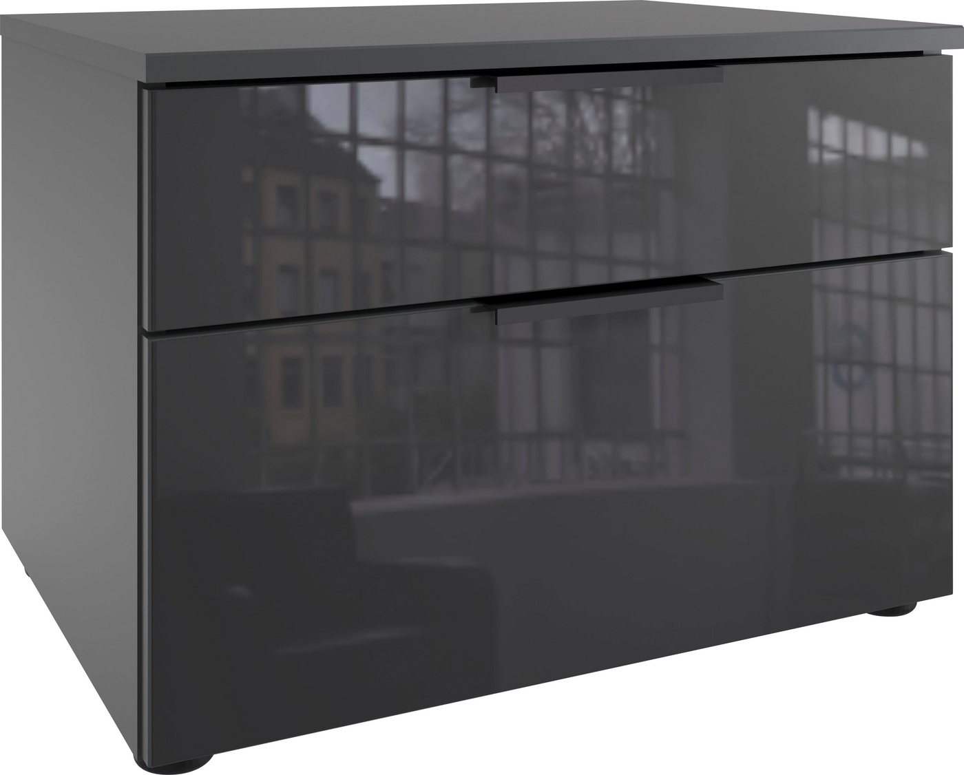 Wimex Nachtkommode Level36 black C by fresh to go, mit Glaselementen auf der Front, soft-close Funktion, 54cm breit von Wimex