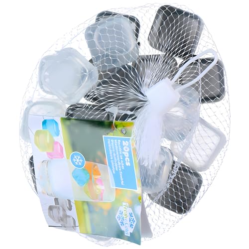 20x EISWÜRFEL Set aus Kunststoff PE wiederverwendbar Dauereiswürfel Eiswürfelformen Kühlsteine Eis Cube Würfel Cocktail Party 2-Varianten 77 (Schwarz-Weiss) von Fresh & Cold