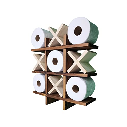 Tic Tac Toe Toilettenpapierhalter, Braun mit natürlichen X's von FreshDecor