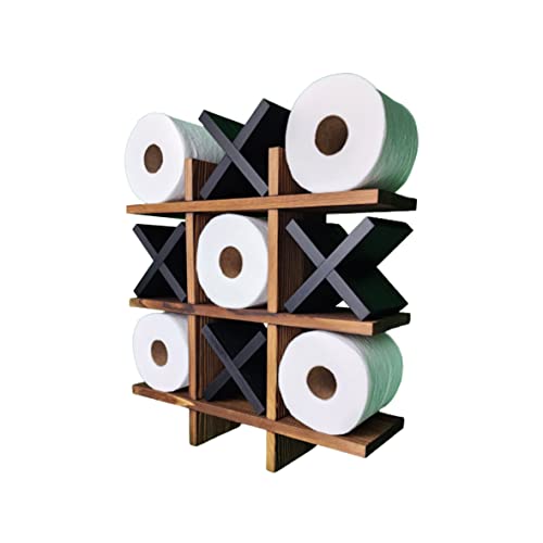 Tic Tac Toe Toilettenpapierhalter, Braun mit schwarzen X's von FreshDecor