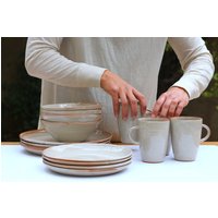 Weißes Keramik Geschirr Set Für 4, Handgemachtes Mit Tassen, Weihnachts von FreshPottery