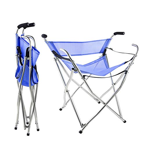 Freshore Canes und Walking Sticks Sitz klappbar 300lbs - Sport Sitz Cane 4 Hocker Walker für Camping Baston Con Asiento (XL Größe Blau) von Freshore