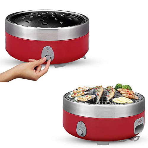 Freshore Tragbarer Holzkohle Outdoor Grill für Camping mit Tragetasche – Kleine Tischplatte Smoke & # xff06; Rauchfreie optional – Power von Akku oder Power Bank. von Freshore