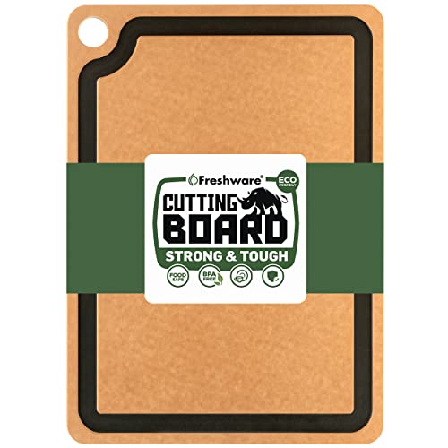 Schneidebrett für die Küche, spülmaschinenfest, Holz-Schneidebrett, Premium-Holzfaser, Saftrillen, nicht porös, wendbar, extra groß, 43,9 x 32,5 cm, Naturschiefer Schneidebrett für die Küche, spülmaschinenfest, Holz-Schneidebrett, Premium-Holzfaser, Saftrillen, nicht porös, wendbar, extra groß, 43,9 x 32,5 cm, Naturschiefer von Freshware