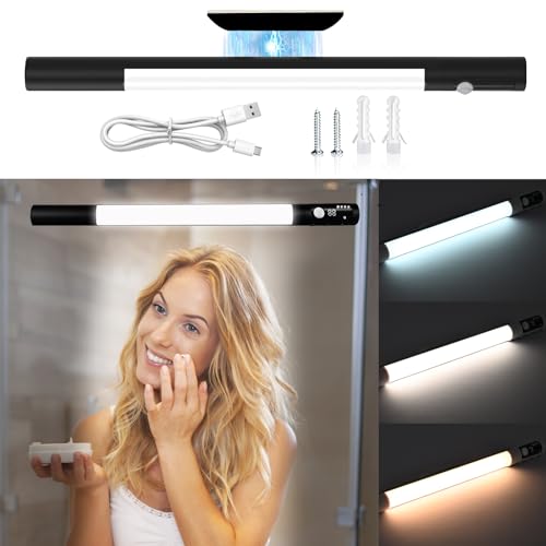 Fresum LED Schminklicht, Tragbare Schminkleuchte Dimmbar Schminktisch lampe Schminklampe Spiegellampe Schminktisch Beleuchtung Spiegelleuchte Spiegellicht Lampe Tageslicht (Schwarz) von Fresum