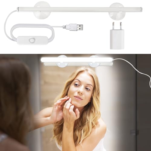 Fresum LED Schminklicht, Tragbare Schminkleuchte Dimmbar Schminktisch lampe Schminklampe Spiegellampe Schminktisch Beleuchtung Spiegelleuchte Spiegellicht Lampe Tageslicht (White) von Fresum