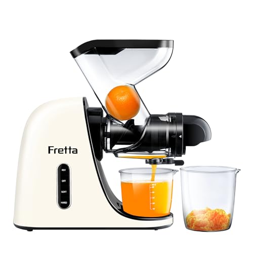 Fretta Slow Juicer Entsafter Gemüse und Obst Saftmaschine Silber, 200W Saftpresse Elektrisch Obstpresse Sellerie Juice Machine, 76mm XL Einfüllschacht, BPA-Frei, Leicht zu reinigen White Fretta Slow Juicer Entsafter Gemüse und Obst Saftmaschine Silber, 200W Saftpresse Elektrisch Obstpresse Sellerie Juice Machine, 76mm XL Einfüllschacht, BPA-Frei, Leicht zu reinigen White von Fretta