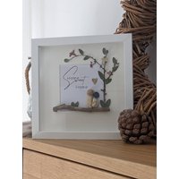 steinbild, 26x26cm, Rahmen in Holzoptik & Glasscheibe, Familie, Zuhause, Einzuggeschenk, Geburtstagsgeschenk, Weihnachtsgeschenk, Weihnacht von FreudeSchenken