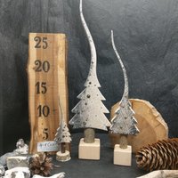 Perlweißes Freudenbaum Set 3Tlg, Handbemalter Weihnachtsbaum Glitzernd Veredelt Aus Holz, Punkte, Kringel Mit Perlgrau No.1065 von Freudenbaum