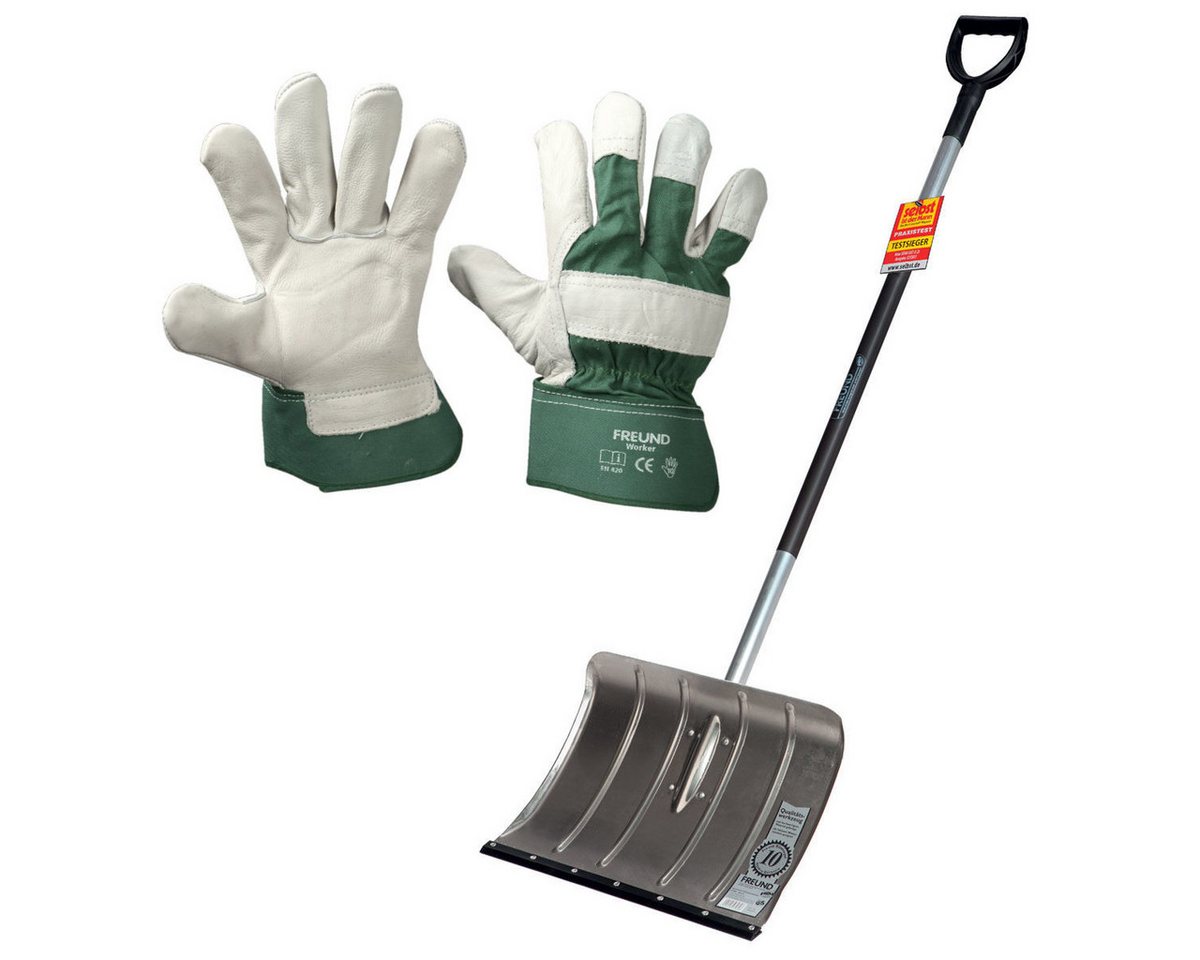 Freund Victoria Schneeschieber Alu-Schneeschieber mit Flüsterkante inkl. Handschuhe Worker von Freund Victoria