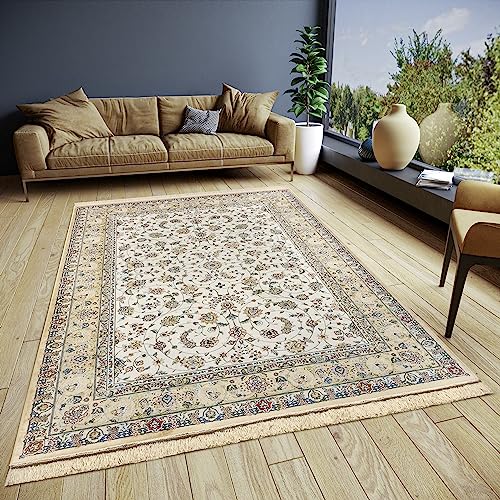 freundin Home Collection Djamila Orientalischer Teppich – Orientalisch Kurzflor Wohnzimmerteppich Weicher Orient-Teppich Klassisch für Schlafzimmer, Esszimmer, Wohnzimmer, Flur – Creme, 160x230cm von freundin Home Collection