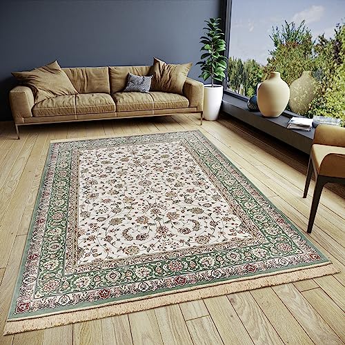 freundin Home Collection Djamila Orientalischer Teppich – Orientalisch Kurzflor Wohnzimmerteppich Weicher Orient-Teppich Klassisch für Schlafzimmer, Esszimmer, Wohnzimmer, Flur – Grün, 135x195cm von freundin Home Collection