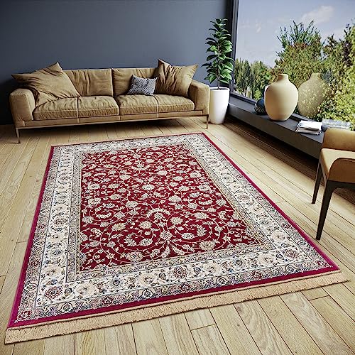 freundin Home Collection Djamila Orientalischer Teppich – Orientalisch Kurzflor Wohnzimmerteppich Weicher Orient-Teppich Klassisch für Schlafzimmer, Esszimmer, Wohnzimmer, Flur – Rot, 135x195cm von freundin Home Collection