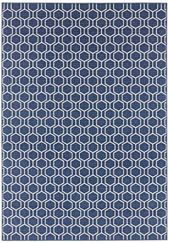 freundin Home Collection Karla Teppich – Wohnzimmerteppich Flachgewebe Kurzflor Modernes Desgin Schlingen-Optik für Esszimmer, Wohnzimmer, Kinderzimmer, Schlafzimmer – Dunkelblau, 120x170cm von Freundin Home Collection