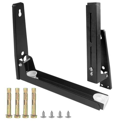 Frevoitna 2 Stk Mikrowellenhalterung Wand, Mikrowelle Halterung aus Edelstahl, Faltbarer Wandhalterung Mikrowelle, Mikrowellen Halterung Ausziehbar, Mikrowellen Halter, Mikrowellen Wandregal von Frevoitna