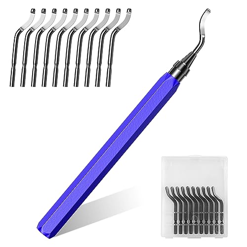 Frevoitna Entgrater Werkzeug Universal, 360° Rotierender Entgrater Metall, Handentgrater mit 10 Stück Ersatzklingen, Deburring Tool, Klinge Schneidwerkzeug für 3D Drucker, Kunststoff, Aluminium von Frevoitna