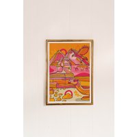 Ägypten Reise Print Pyramide Zeichnung Kunst Sphinx Wandkunst Kamel Poster Hell Dekor Geschenk Bunte von FreyaNiamhDesignShop