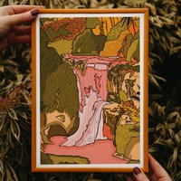 Bali Kunstdruck | Kunst Aus Wasserfall Zeichnung Heller Reise-Druck Reise Geschenk Reiseposter von FreyaNiamhDesignShop