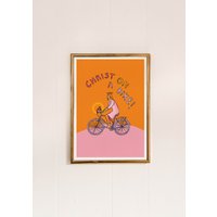 Christus Auf Dem Fahrrad Kunstdruck | Lustiger Druck Helles Wohndekor Punny Prints Rosa Und Orange Dekor Jesus Kunst von FreyaNiamhDesignShop