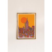 New York Kunstdruck | Reise Druck Skyline Zeichnung Heller Reisedruck Geschenk Poster von FreyaNiamhDesignShop