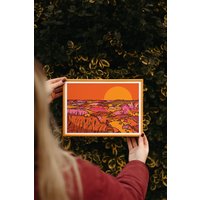 North Yorkshire Moors Kunstdruck, Bunte Wandkunst | Reise Drucke Helle A5 A4 A3 von FreyaNiamhDesignShop