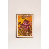 Osaka Castle Orange Kunstdruck| Reisedrucke | Helle Wandkunst A5 Drucke A4 A3 von FreyaNiamhDesignShop