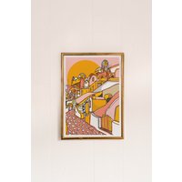 Pastell Santorini Griechenland Kunstdruck, Wohnzimmer Wandkunst| Reisedrucke | Helle Wandkunst A5 Drucke A4 A3 von FreyaNiamhDesignShop