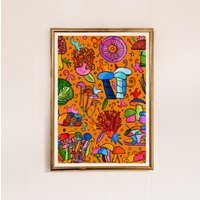 Pilz Poster, Dekor, Bunte Wandkunst von FreyaNiamhDesignShop