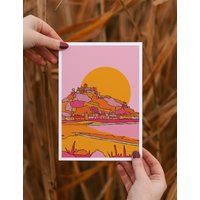 st Michaels Mount, Cornwall Kunstdruck, Bunte Wandkunst| Reisedrucke | Helle Wandkunst A5 Drucke A4 A3 von FreyaNiamhDesignShop