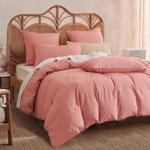 Freyamy Baumwolle Bettwäsche 135x200 2teilig Rosa,Garngefärbte Baumwolle Bettwäsche-Sets Weich,Altrosa Bettbezug 135x200 mit Reißverschluss und 1 Kissenbezüge 80x80 Freyamy Baumwolle Bettwäsche 135x200 2teilig Rosa,Garngefärbte Baumwolle Bettwäsche-Sets Weich,Altrosa Bettbezug 135x200 mit Reißverschluss und 1 Kissenbezüge 80x80 von Freyamy