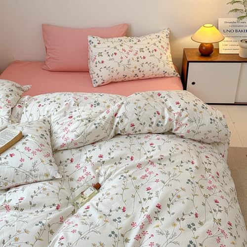 Freyamy Bettbezug aus Baumwolle, 240 x 260 + 2 Kopfkissenbezüge, 65 x 65 cm, Beige, Rosa, bunt, Blumenblätter, Bettwäsche für Doppelbett, Erwachsene, Blumen, Bettbezug mit Reißverschluss Freyamy Bettbezug aus Baumwolle, 240 x 260 + 2 Kopfkissenbezüge, 65 x 65 cm, Beige, Rosa, bunt, Blumenblätter, Bettwäsche für Doppelbett, Erwachsene, Blumen, Bettbezug mit Reißverschluss von Freyamy