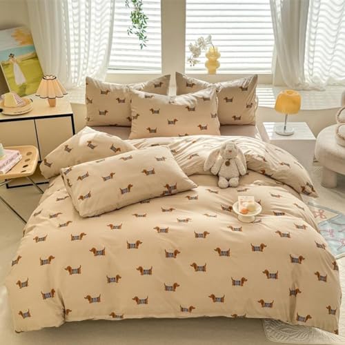 Freyamy Bettwäsche 135x200cm 4teilig Khaki Braun Dackel Kinderbettwäsche Microfaser Mädchen Teen Bettwaren-Sets Dackelmuster Deckenbezug 2 Bettbezug mit Reißverschluss und 2 Kissenbezug 80x80cm Freyamy Bettwäsche 135x200cm 4teilig Khaki Braun Dackel Kinderbettwäsche Microfaser Mädchen Teen Bettwaren-Sets Dackelmuster Deckenbezug 2 Bettbezug mit Reißverschluss und 2 Kissenbezug 80x80cm von Freyamy
