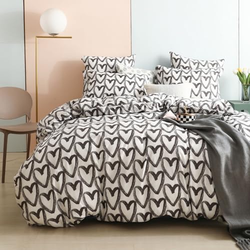 Freyamy Bettwäsche 200x200cm 3teilig Schwarz Weiß Herz Bettwaren-Sets Gebürstet 100% Microfaser Wendebettwäsche Romantisch Doppelbett Bettbezug mit Reißverschluss und 2 Kissenbezug 80x80cm Freyamy Bettwäsche 200x200cm 3teilig Schwarz Weiß Herz Bettwaren-Sets Gebürstet 100% Microfaser Wendebettwäsche Romantisch Doppelbett Bettbezug mit Reißverschluss und 2 Kissenbezug 80x80cm von Freyamy