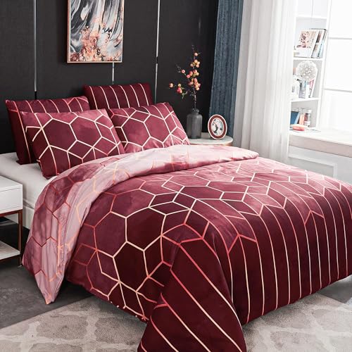 Freyamy Bettwäsche 200x200cm Rot Kariert Marmor Wendebettwäsche Geometrisch Microfaser Vintage Doppelbett Bettbezug mit Reißverschluss und 2 Kissenbezug 80x80cm Freyamy Bettwäsche 200x200cm Rot Kariert Marmor Wendebettwäsche Geometrisch Microfaser Vintage Doppelbett Bettbezug mit Reißverschluss und 2 Kissenbezug 80x80cm von Freyamy