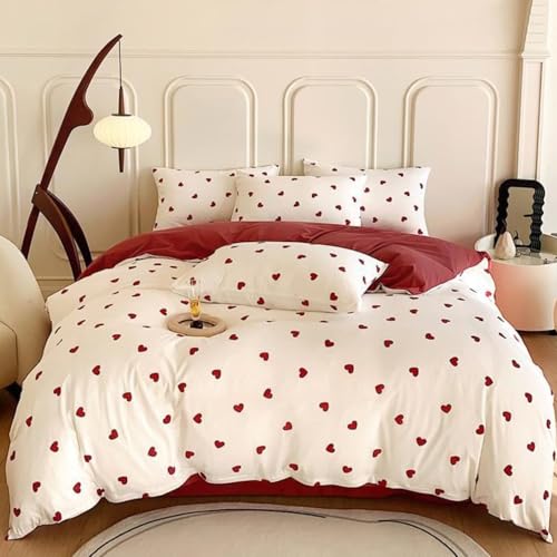 Freyamy Bettwäsche 220x240cm 3teilig Weiß Rot Herz Mädchen Bettwaren-Sets Romantisch Liebe Bettwäsche 100% Microfaser Liebesmotiv Bettbezug mit Reißverschluss und 2 Kissenbezug 80x80cm Freyamy Bettwäsche 220x240cm 3teilig Weiß Rot Herz Mädchen Bettwaren-Sets Romantisch Liebe Bettwäsche 100% Microfaser Liebesmotiv Bettbezug mit Reißverschluss und 2 Kissenbezug 80x80cm von Freyamy