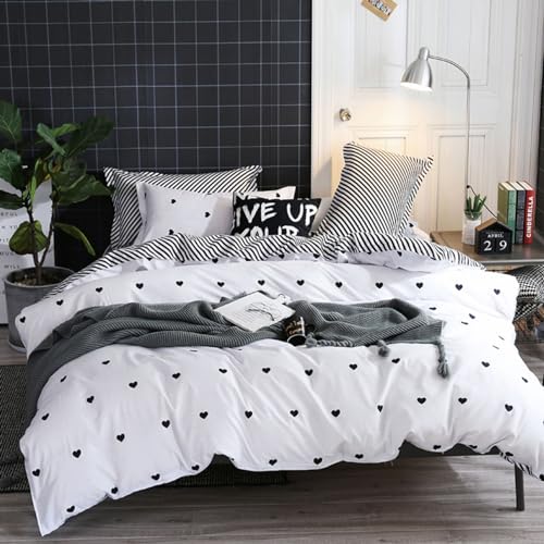 Freyamy Bettwäsche 220x240cm 3teilig Weiß Schwarz Herz Bettwaren-Sets Gebürstet Microfaser Weiche Wendebettwäsche Romantisch Doppelbett Bettbezug mit Reißverschluss und 2 Kissenbezug 80x80cm Freyamy Bettwäsche 220x240cm 3teilig Weiß Schwarz Herz Bettwaren-Sets Gebürstet Microfaser Weiche Wendebettwäsche Romantisch Doppelbett Bettbezug mit Reißverschluss und 2 Kissenbezug 80x80cm von Freyamy