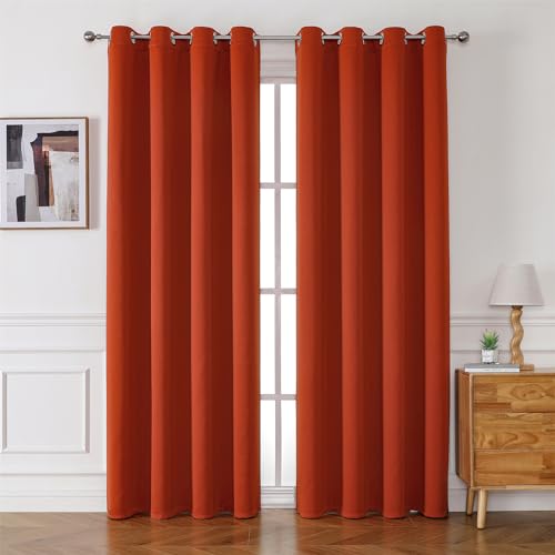 Freyamy Blickdicht Gardinen Wohnzimmer,Dicke Vorhänge mit Ösen,Weich Thermogardine Verdunkelung Ösenvorhang,Kälteschutz Warm Vorhänge für Schlafzimmer,Karamell Vorhang 2er Set 200x100cm(HxB) von Freyamy