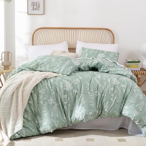 Freyamy Blumen Bettwäsche 220x240cm 3teilig Grün Salbeigrün Weiß Floral Elegante Bettwaren-Sets 100% Microfaser Weiche Mädchen Bettbezug mit Reißverschluss und 2 Kissenbezug 80x80cm Freyamy Blumen Bettwäsche 220x240cm 3teilig Grün Salbeigrün Weiß Floral Elegante Bettwaren-Sets 100% Microfaser Weiche Mädchen Bettbezug mit Reißverschluss und 2 Kissenbezug 80x80cm von Freyamy