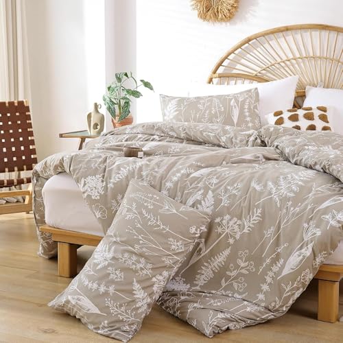 Freyamy Blumen Bettwäsche 220x240cm 3teilig Khaki Weiß Floral Elegante Bettwaren-Sets 100% Microfaser Weiche Mädchen Bettbezug mit Reißverschluss und 2 Kissenbezug 80x80cm Freyamy Blumen Bettwäsche 220x240cm 3teilig Khaki Weiß Floral Elegante Bettwaren-Sets 100% Microfaser Weiche Mädchen Bettbezug mit Reißverschluss und 2 Kissenbezug 80x80cm von Freyamy