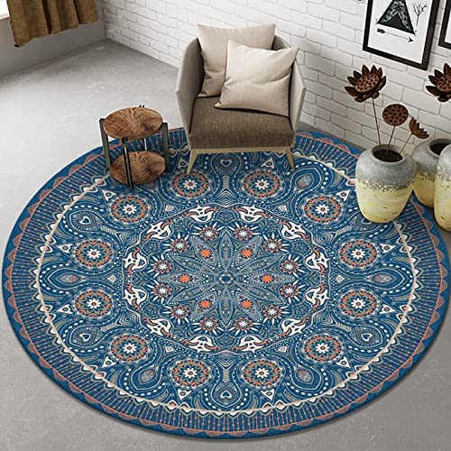 Freyamy Böhmen Teppich Rund 160cm Indische Marokko Vintage Teppiche rutschfest Waschbarer Teppich Wohnzimmer Schlafzimmer Dekorative Teppich Boho kinderteppich Küche Badezimmer Fußabtreter von Freyamy