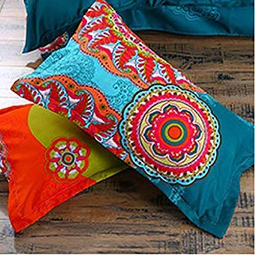 Freyamy Bohemian Kissenbezug 40x80cm 2er Set Boho Style Rosa Pink Türkis Bunt 100% Mikrofaser Kissenbezüge Kopfkissenbezug 40x80cm 2 Stück von Freyamy