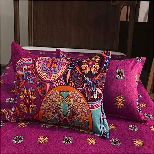 Freyamy Bohemian Kissenbezug 80 x 80 cm 2er Set Boho Style Rosa Pink Türkis Bunt 100% Mikrofaser Kissenbezüge Kopfkissenbezug 80x80 cm mit Reißverschluss 2 Stück von Freyamy